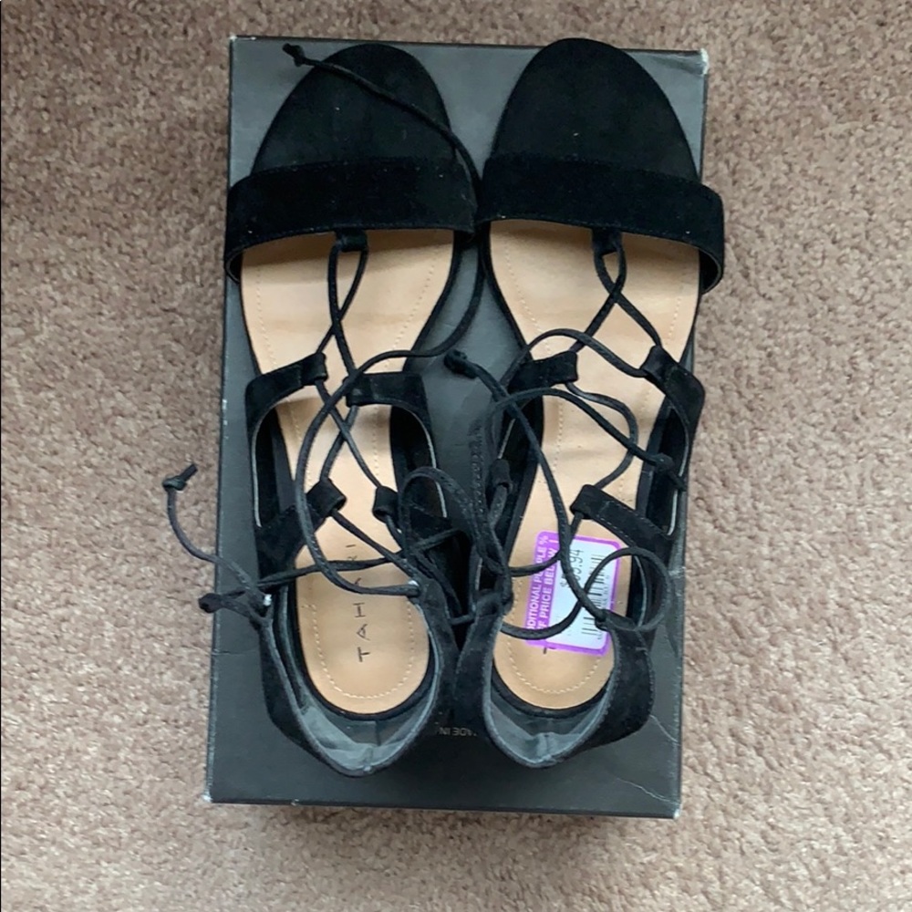 Tahari Women's Black Camden Lace-up Sandal